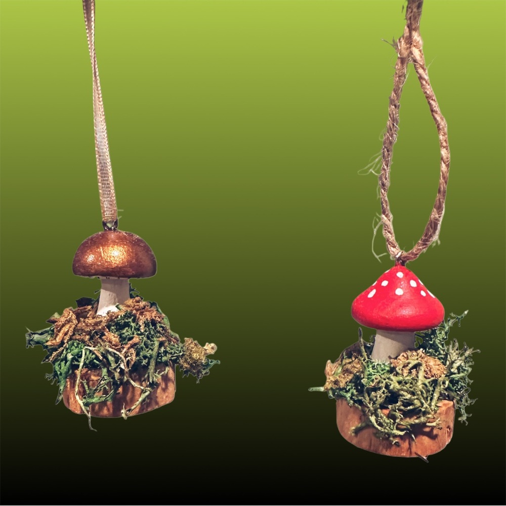 [ 2 FOR $25 ] 🍄 MINI HANDMADE MUSHROOM ORNAMENT 🍄‍🟫